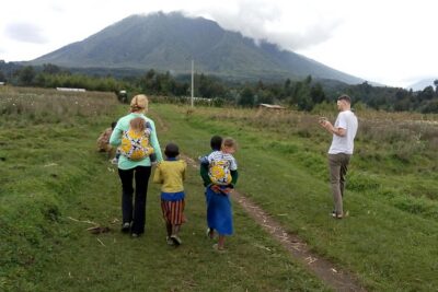 Scenic walk around volcanoes